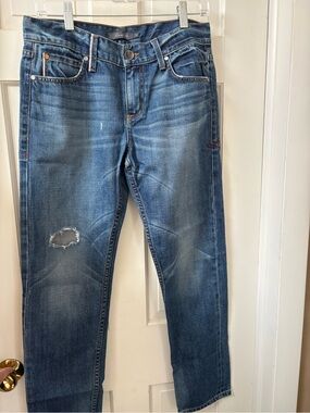 Level 99 Blue Denim Jeans with Red Zip Accent
